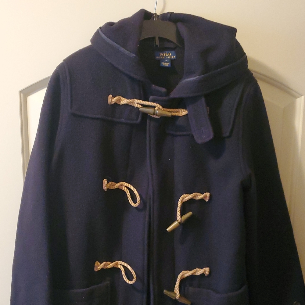 Polo by Ralph Lauren Navy Hooded Wool Toggle Pea Coat
